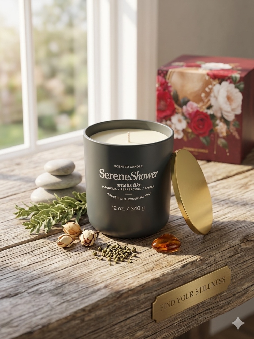 SereneShower Scented Candle